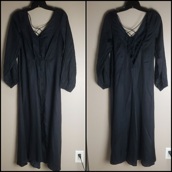 NEW! FREE PEOPLE Later Days Black Midi Dress 4. - Picture 4 of 7